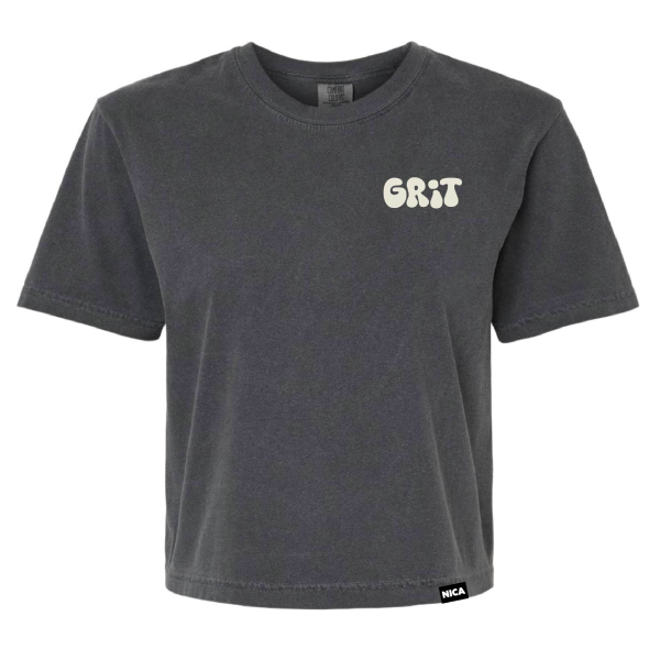 NICA GRiT Groovy Crop Tee - Vintage Coal Front