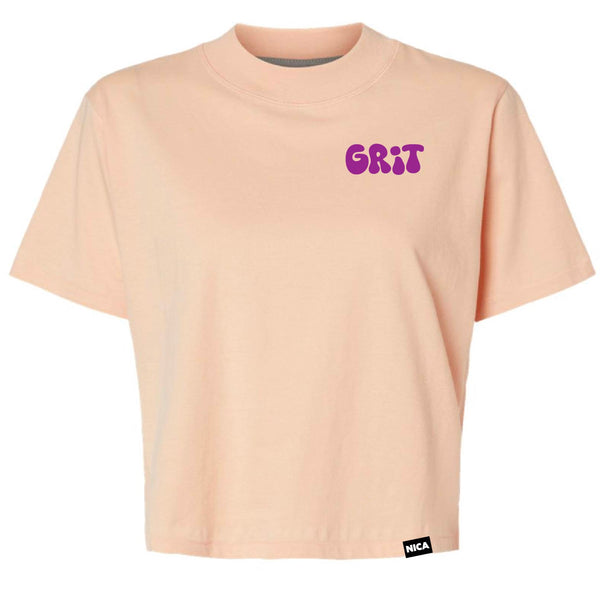 NICA GRiT Groovy Crop Tee - Vintage Peach Front
