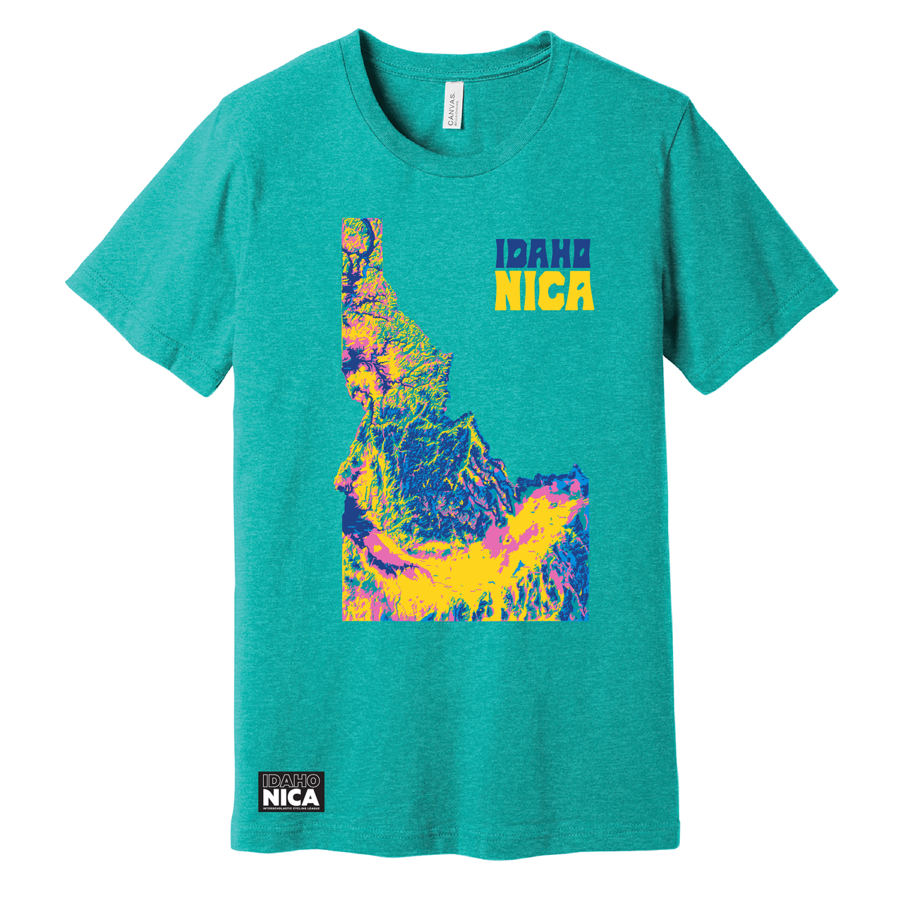 Idaho NICA Trippy Topo Tees - Heather Sea Green