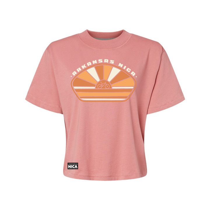 Arkansas NICA Vintage Sunset Women's Cropped Tee - Mauve