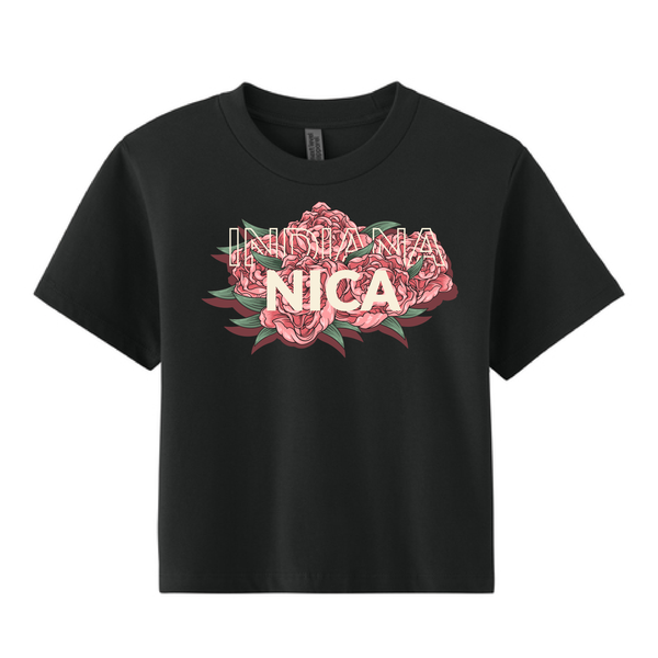 Indiana NICA Peaks and Peonies Heavyweight Boxy Crop Tee