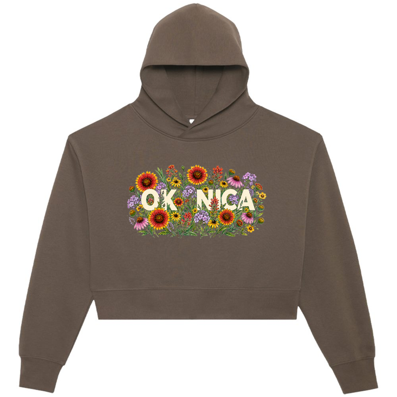Oklahoma NICA Floral Relaxed Cropped Hoodie Sweatshirt